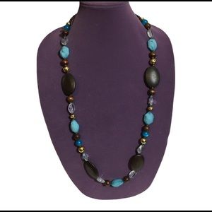Charming Charlie Blue and brown long necklace